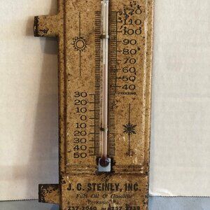 VINTAGE Rusted TEXACO Metal Fuel Oil & Gasoline Thermometer #F69